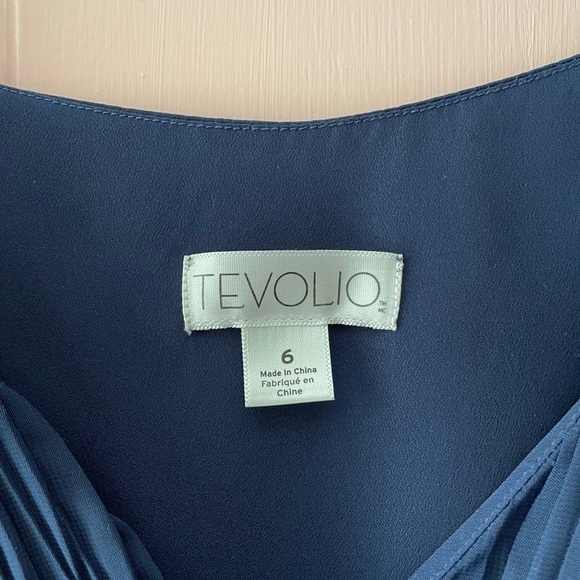 Tevolio Blue Sleeveless V-Neck Dress With Side Zipper- Size 6 - Picture 9 of 12